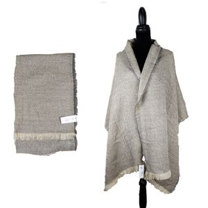 NWT Taleen Collection Luxurious Taupe "Tweed" Fringe Wrap Scarf